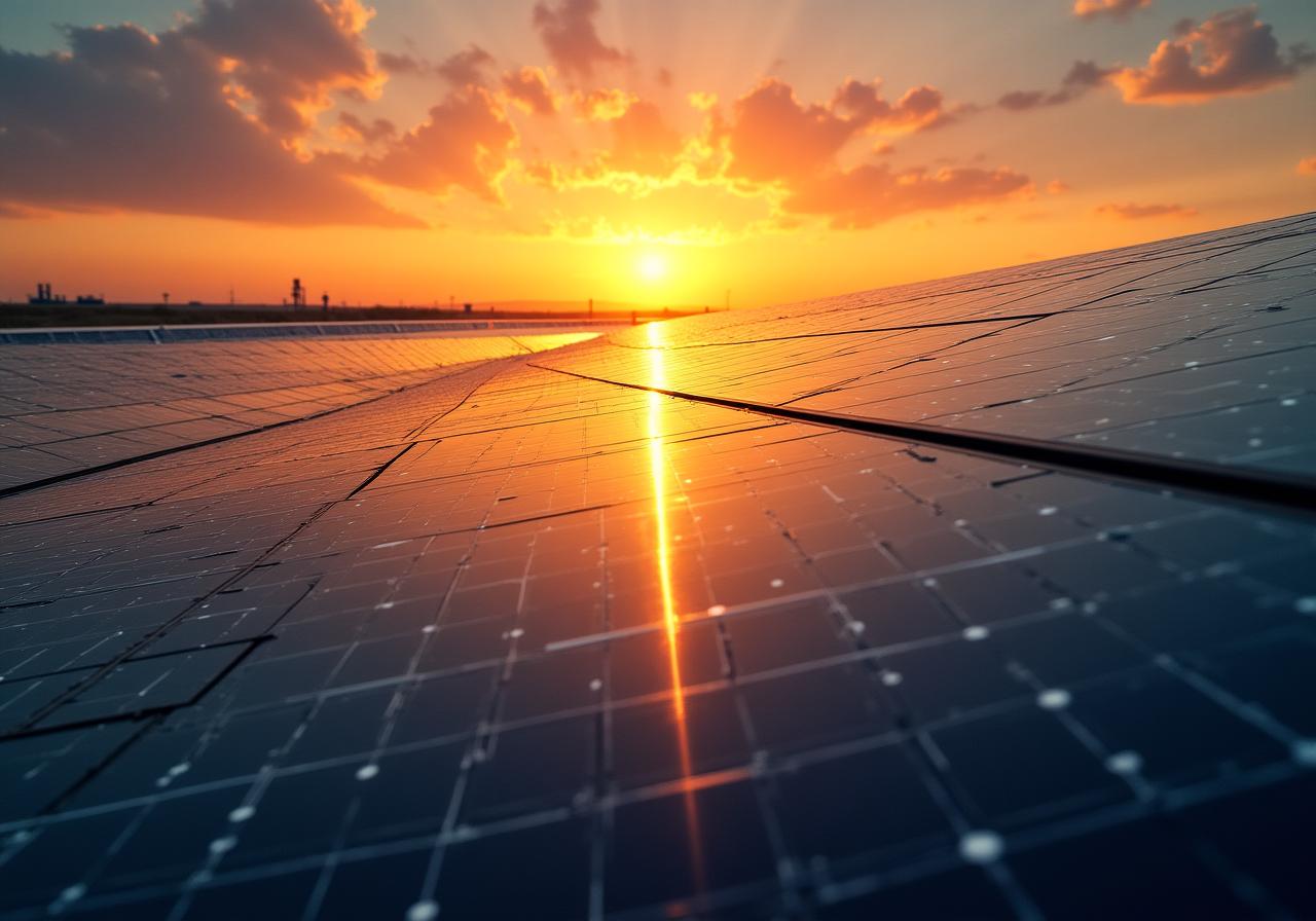 Солнечные панели на закате